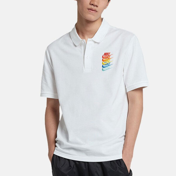 Футболка sportswear rainbow gradient polo shirt white Nike, белый — фото 4