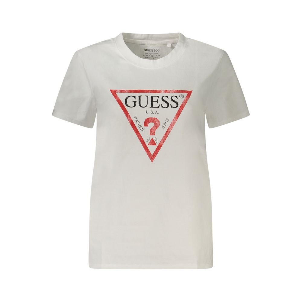 

Белая хлопковая футболка Guess Shoes, белый