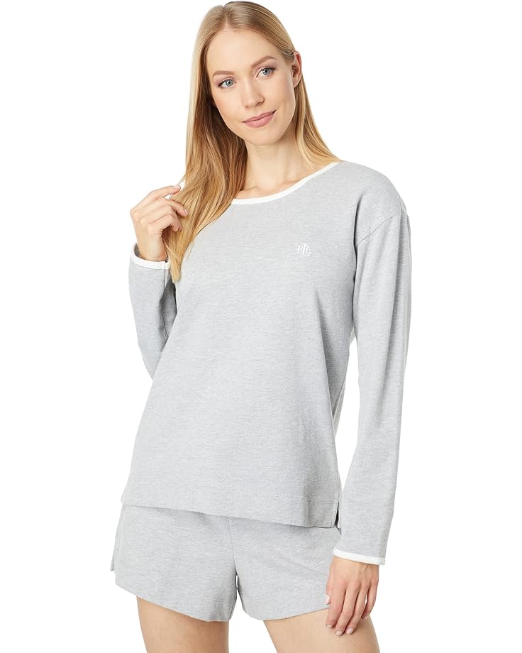 

Пижамный комплект LAUREN Ralph Lauren Long Sleeve Crew Neck Boxer PJ Set, цвет Grey Heather