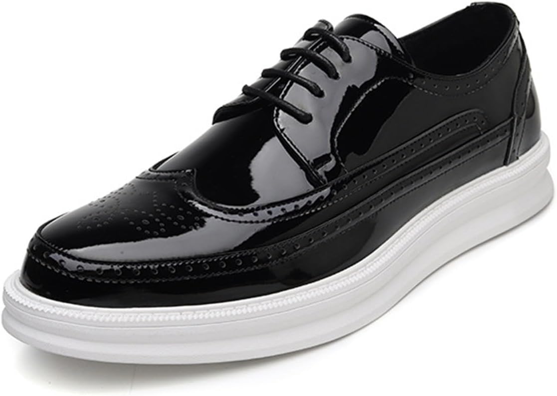 

Мужские кожаные оксфорды с перфорацией, кроссовки на платформе, классические низкие туфли-дерби на шнуровке, повседневные и формальные туфли для мужчин Generic, белый