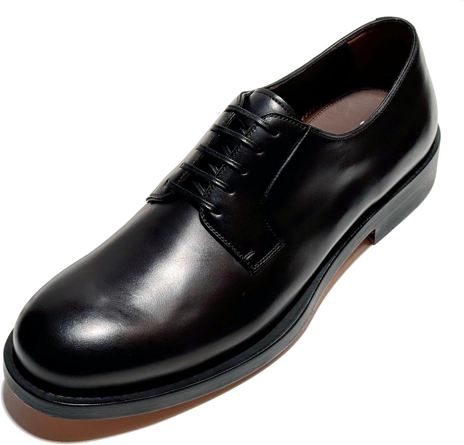 

Мужские черные кожаные оксфорды с круглыми носками и прошивкой Ferragamo (Salvatore)