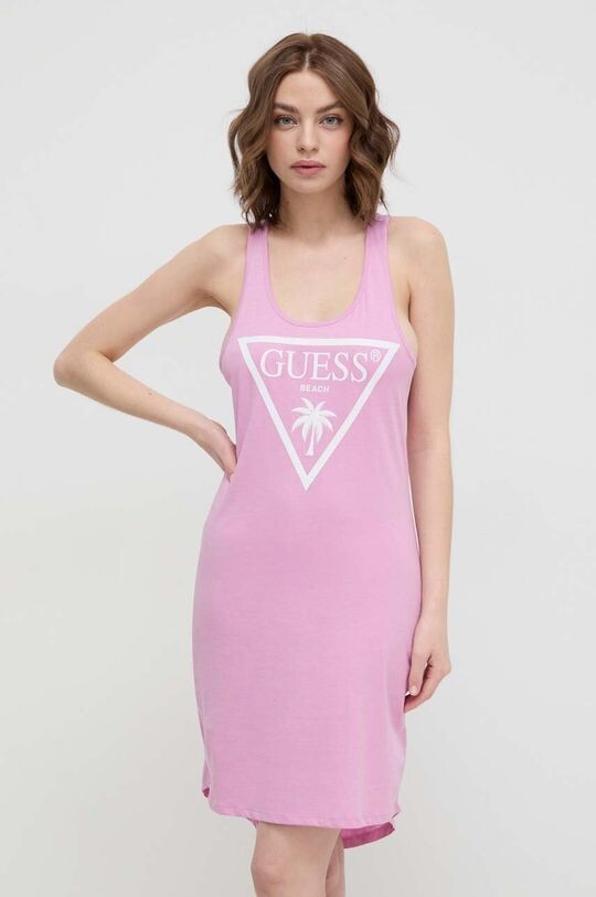 

Хлопковое платье Guess, розовый