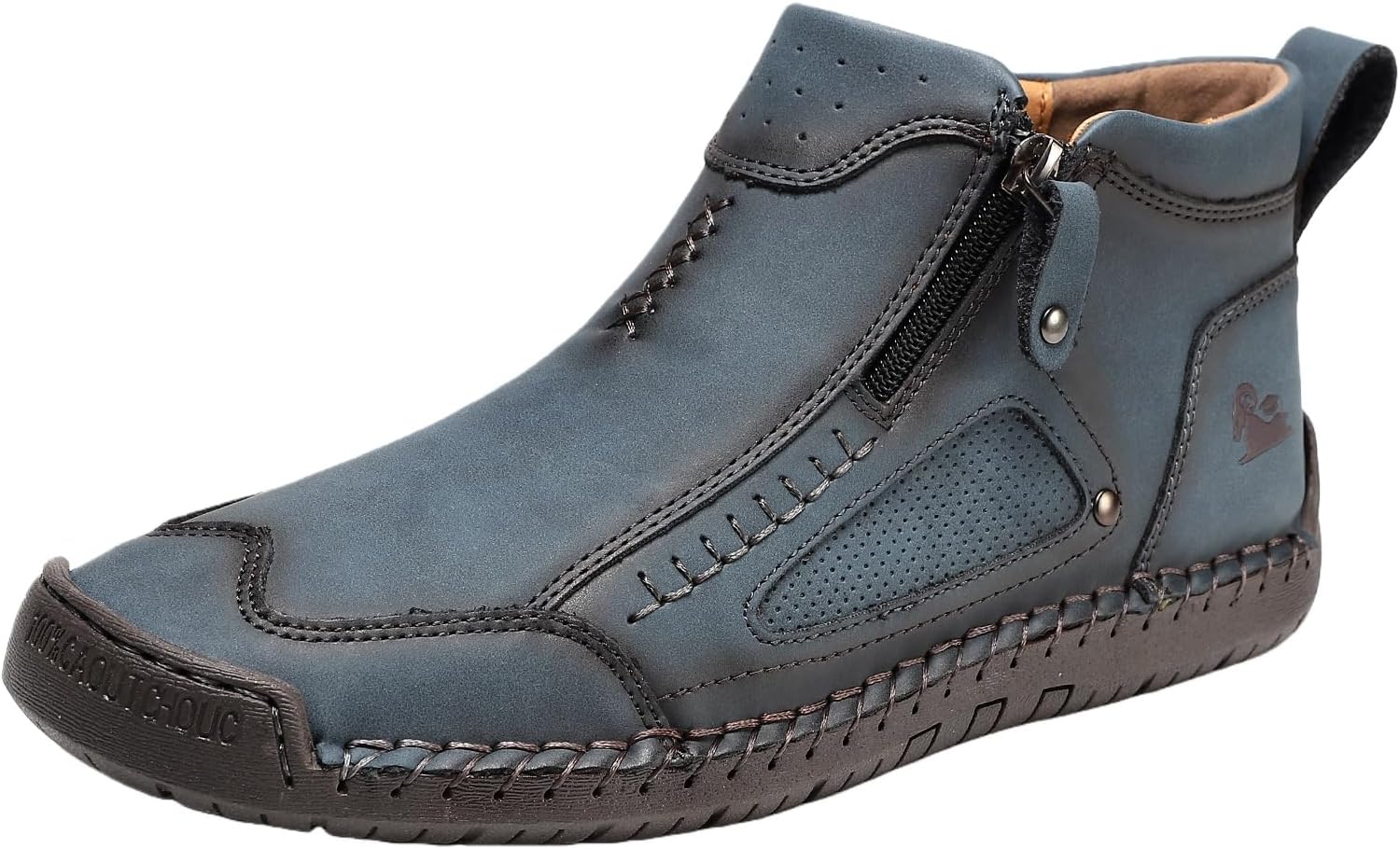 

Мужские кожаные туфли Челси на щиколотку с боковой молнией, лоферы без шнурков, модные легкие туфли для ходьбы и вождения, высокие ботинки, модные кроссовки ручной работы Generic, синий