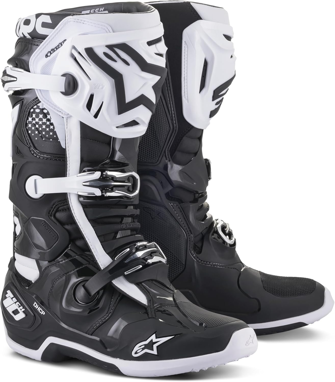 

Мотоциклетные ботинки Alpinestars Tech 10, высокоэффективные ботинки для мотокросса, сертифицированы CE, размер 7, цвет: ультрафиолетовый/черный, черно-белый