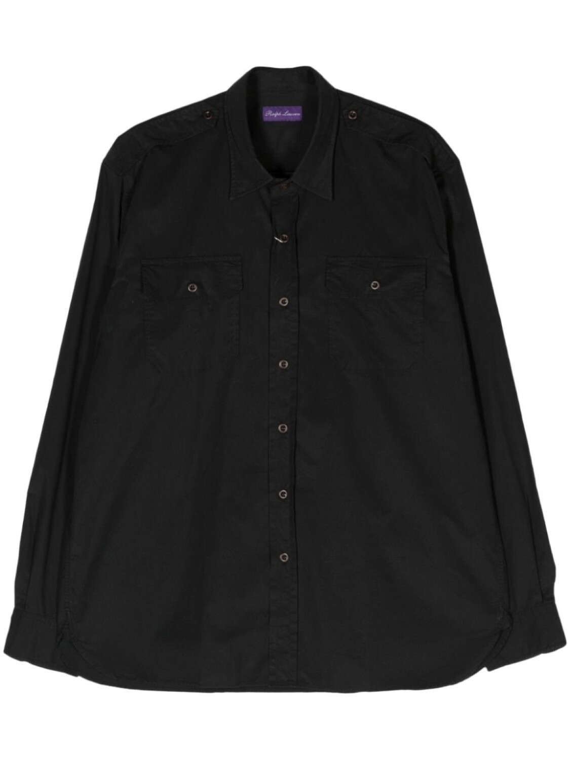 

Хлопковая рубашка с классическим воротником Ralph Lauren Purple Label, черный