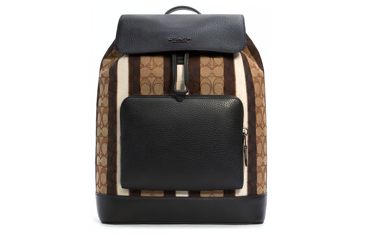 

Большой тканевый рюкзак мужской цвета хаки и коричневый мультиколор COACH