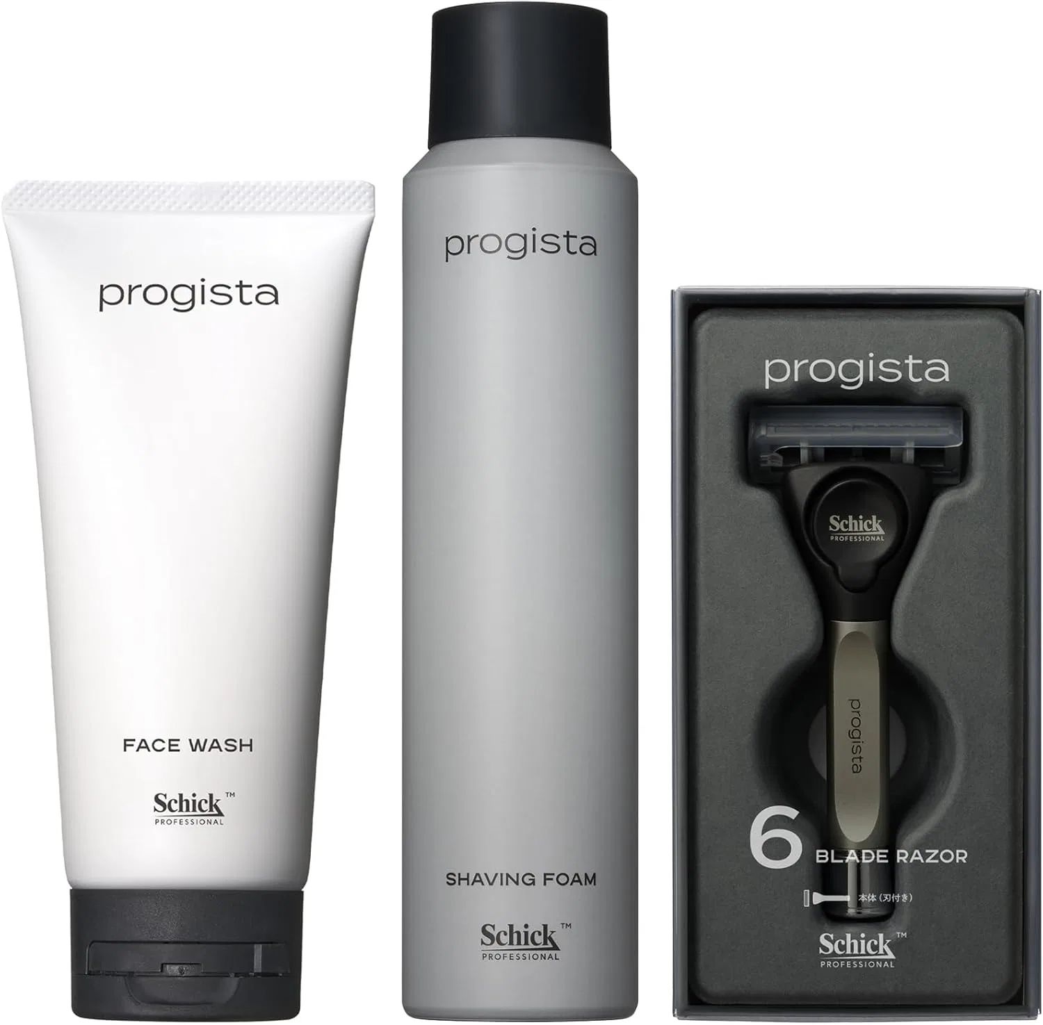 Набор для ухода за бородой Schick ProGlide: гель для умывания 120г, пена для бритья 180г, бритвенный станок с 6 лезвиями, белый