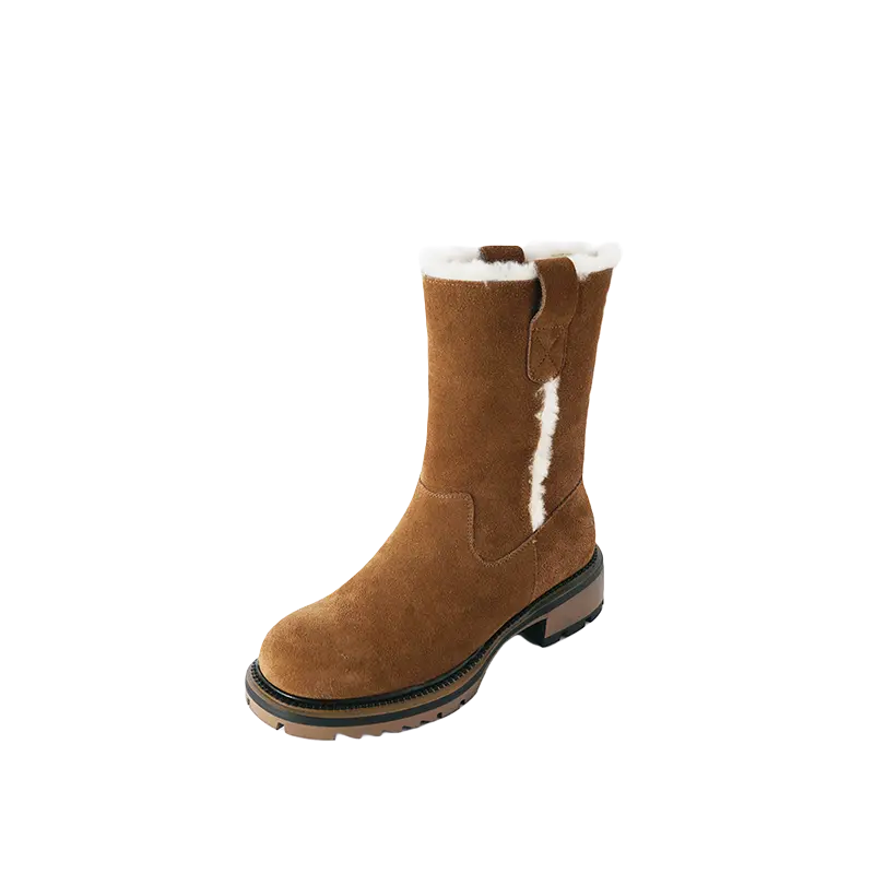 Теплые короткие зимние сапоги до середины голени для женщин Yeezyy Reezy, Apricot