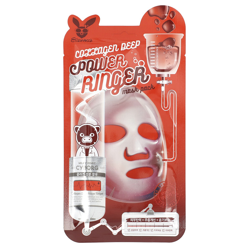 

Elizavecca, Collagen Deep Power Ringer Beauty Mask Pack, 1 шт., 23 мл (0,78 жидк. Унции)
