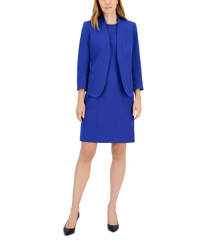 

Платье-футляр без рукавов с шалевым воротником от Missy Executive Collection Anne Klein, синий