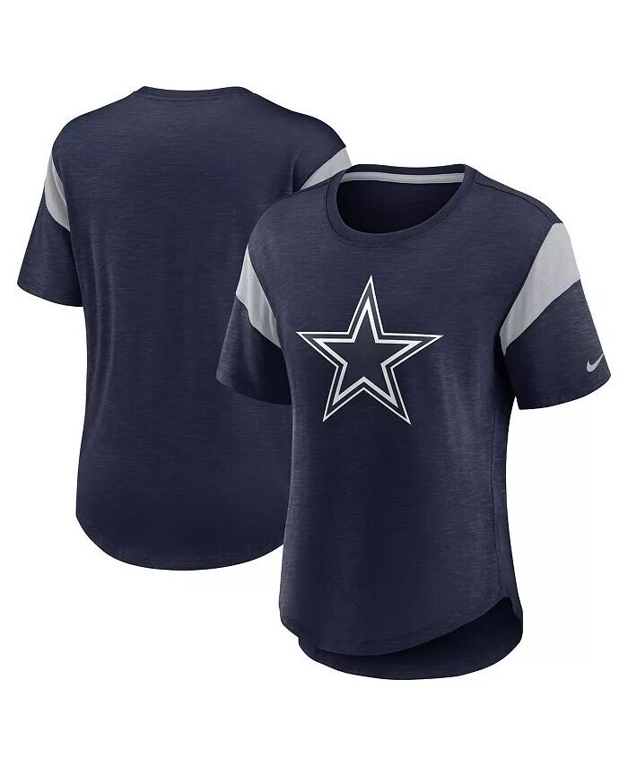 

Женский модный топ с логотипом Heather Navy Dallas Cowboys Nike, синий