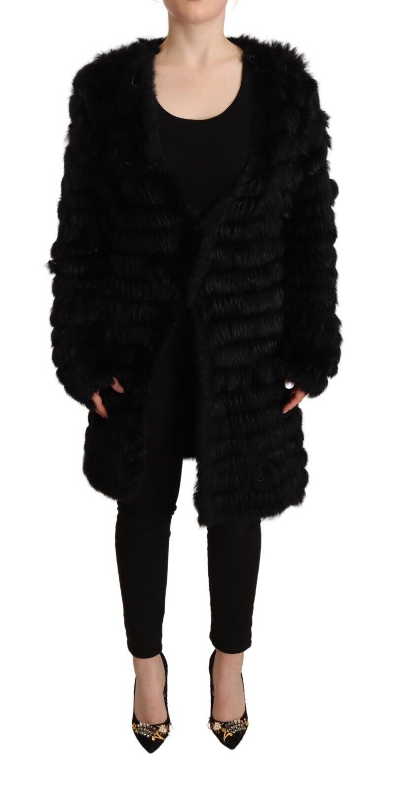 

Элегантный черный кардиган с V-образным вырезом и кисточками Just Cavalli