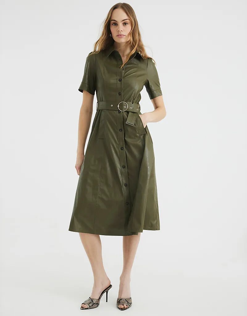 

Платье миди River Island из искусственной кожи зеленого цвета