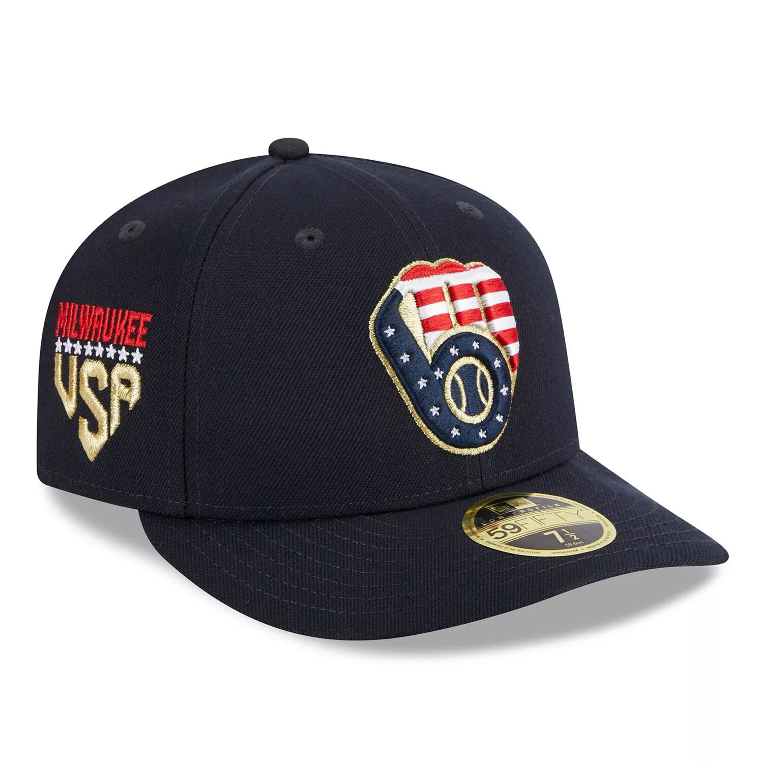 

Мужская низкопрофильная шляпа New Era Navy Milwaukee Brewers 2023, четвертое июля 59FIFTY