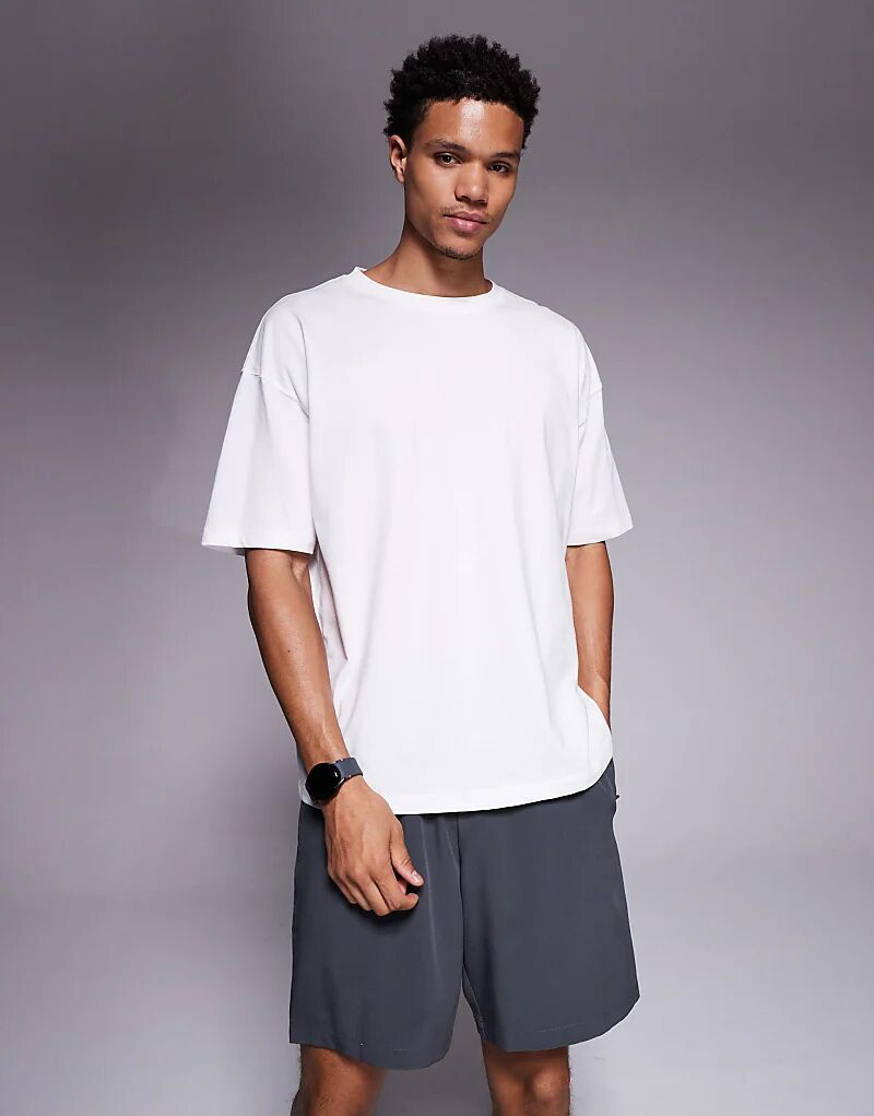 

4505 Icon свободная хлопковая быстросохнущая тренировочная футболка белого цвета