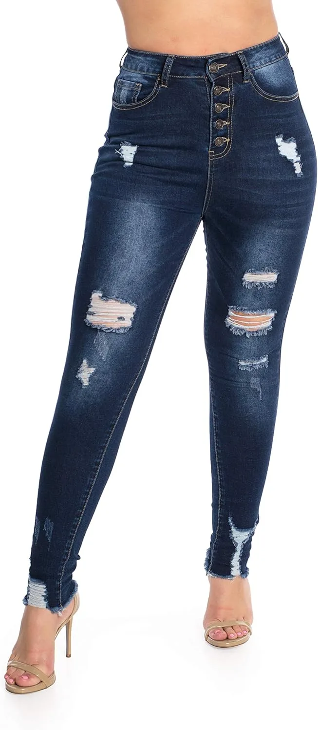 

2LUV Женские эластичные джинсы скинни с высокой талией и потертостями