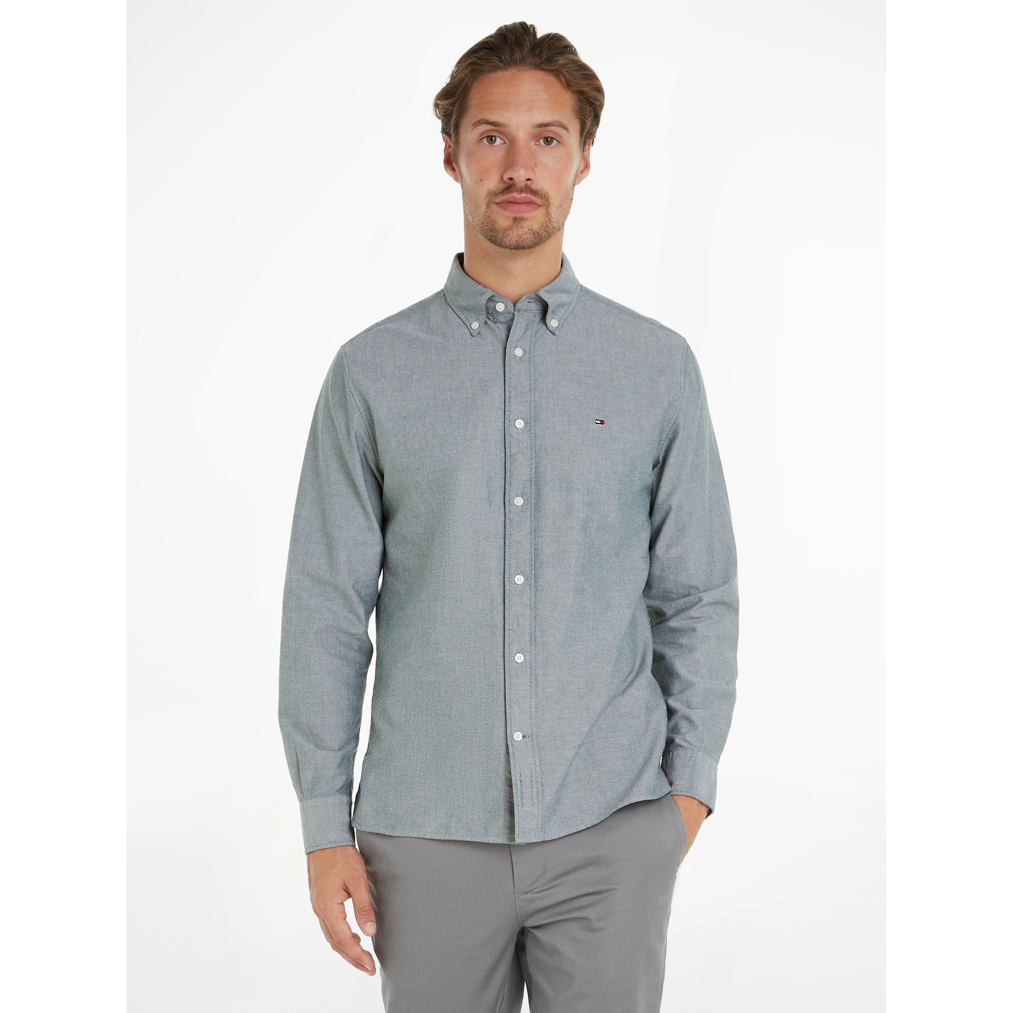 Рубашка с длинными рукавами Tommy Hilfiger "SOLID HERITAGE OXFORD RF SHIRT", зеленый — фото 3