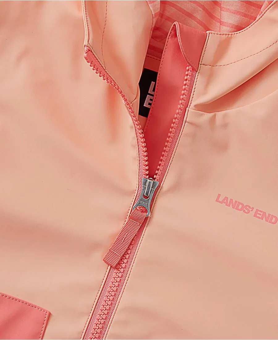 Водонепроницаемая дождевая куртка с капюшоном для девочек Lands' End, Desert Flower/Peach Fuzz — фото 3