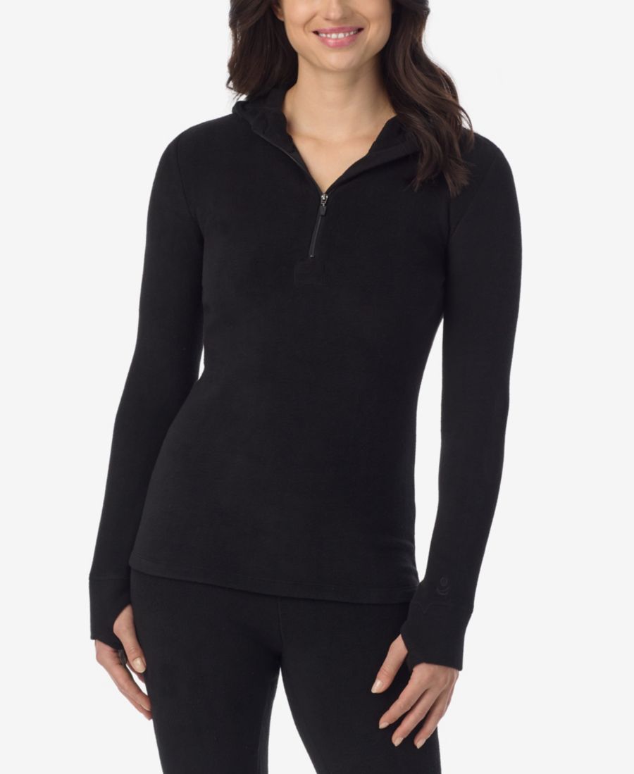 

Женская флисовая толстовка с длинными рукавами и застежкой-молнией до середины груди Cuddl Duds, Black