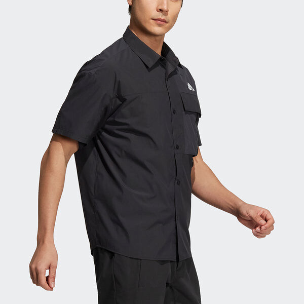 Рубашка utl ss shirts contrasting colors loose sports short sleeve shirt black Adidas, черный — фото 4