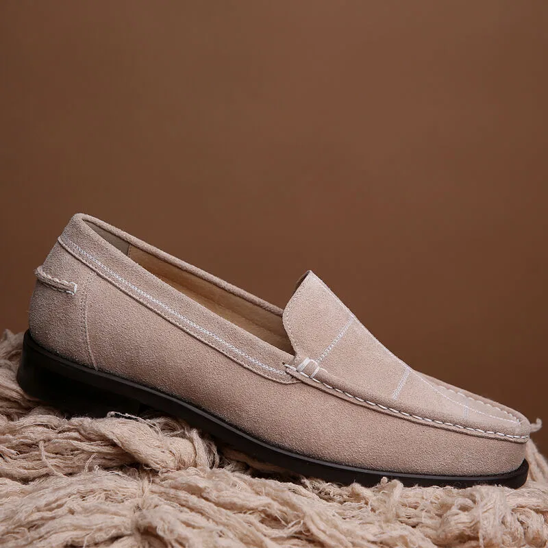 Мужские бежевые замшевые лоферы Brie от Flap'F — фото 2