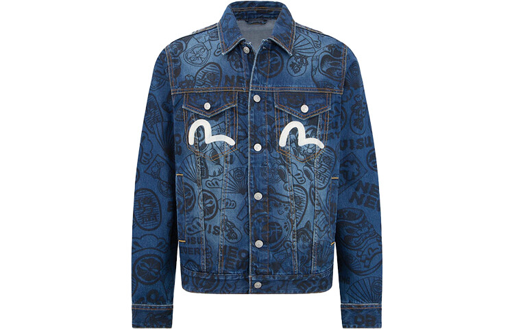 

Джинсовая куртка мужская джинсовая синяя Evisu, синий