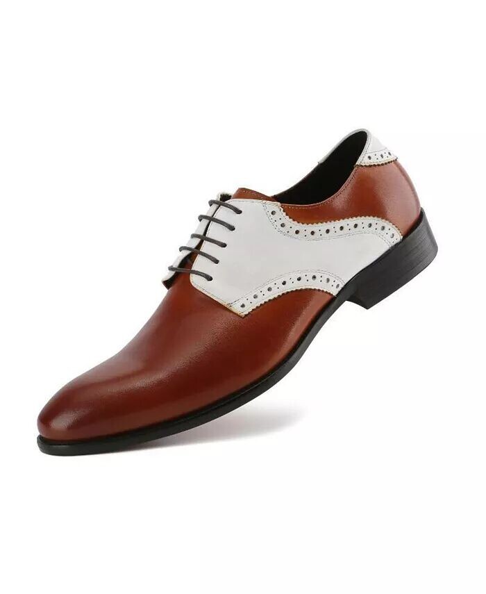 

Мужские модельные туфли-броги ручной работы из натуральной кожи контрастного цвета Gino Vitale, коричневый