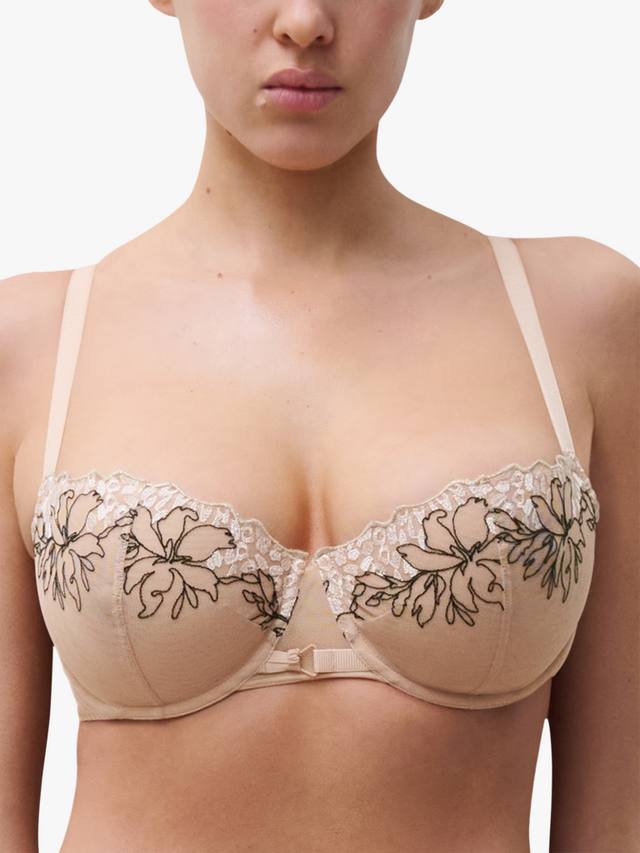 

Бюстгальтер Spice Animal and Floral с вышивкой и чашечками половинки Chantelle, Natural/Black