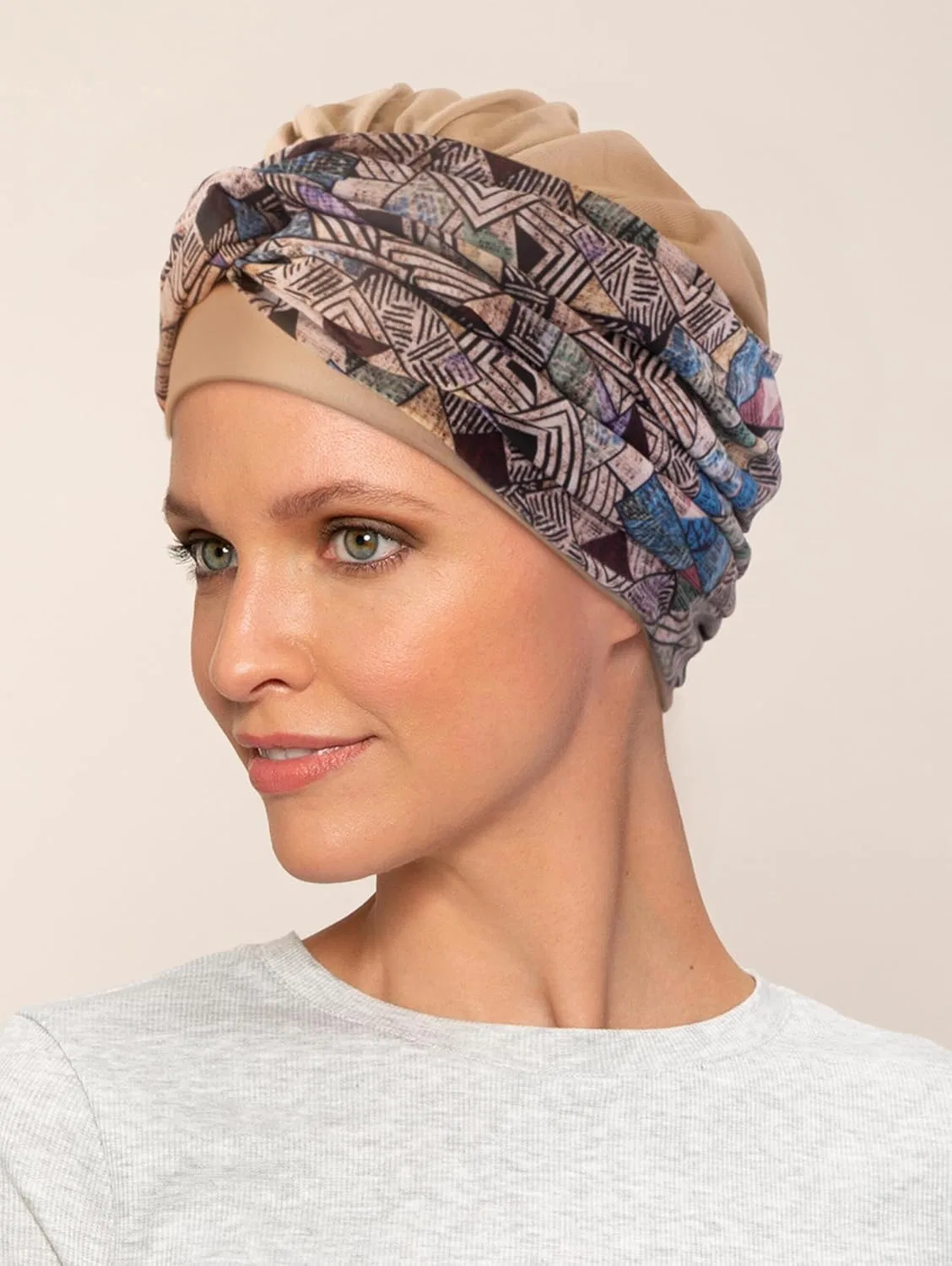Стильный тюрбан Lofty Turban Nora Lofty, Patterned Beige