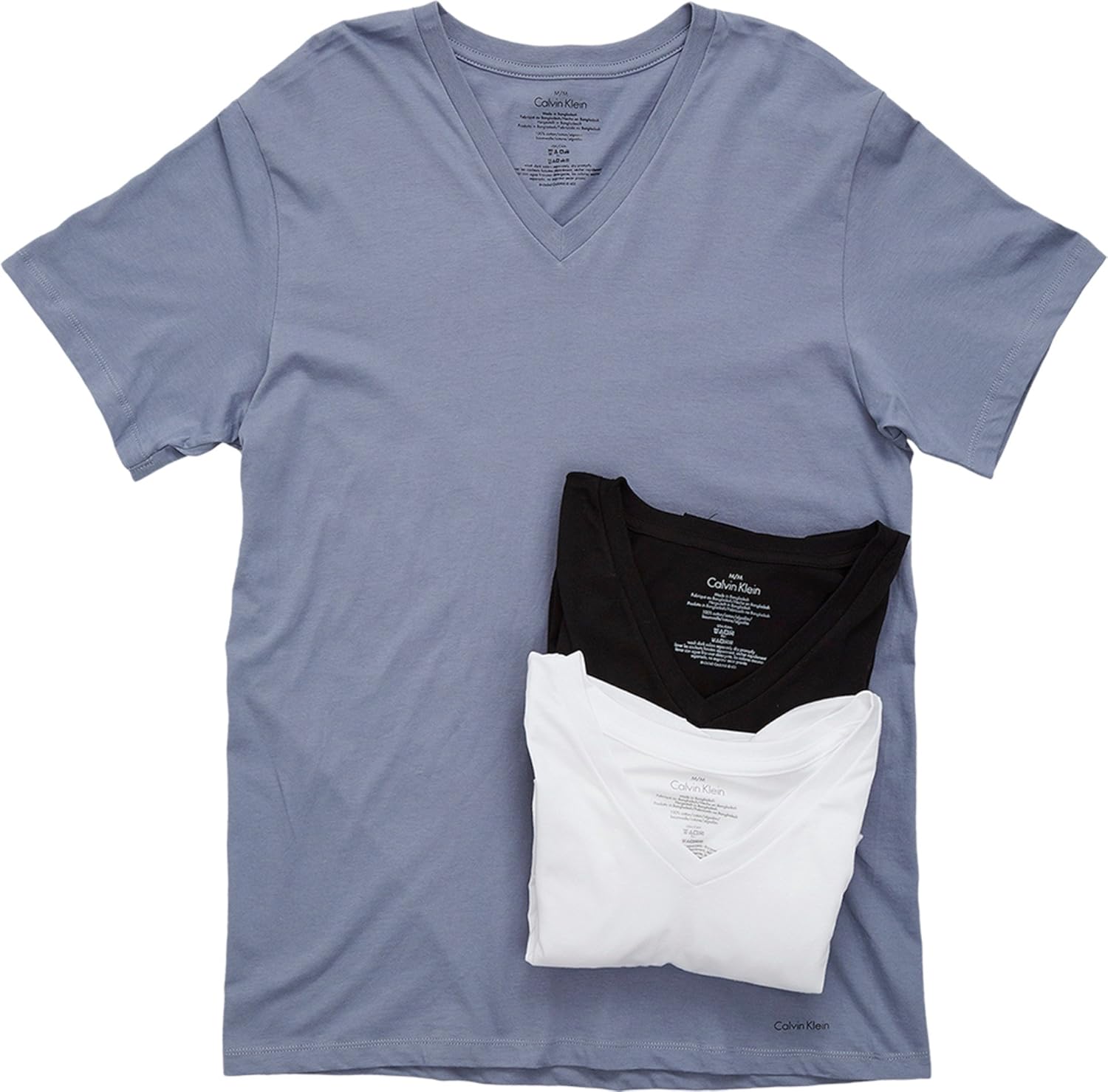 

Мужские хлопковые футболки Calvin Klein Multipack с V-образным вырезом, White/Black/Flint Grey