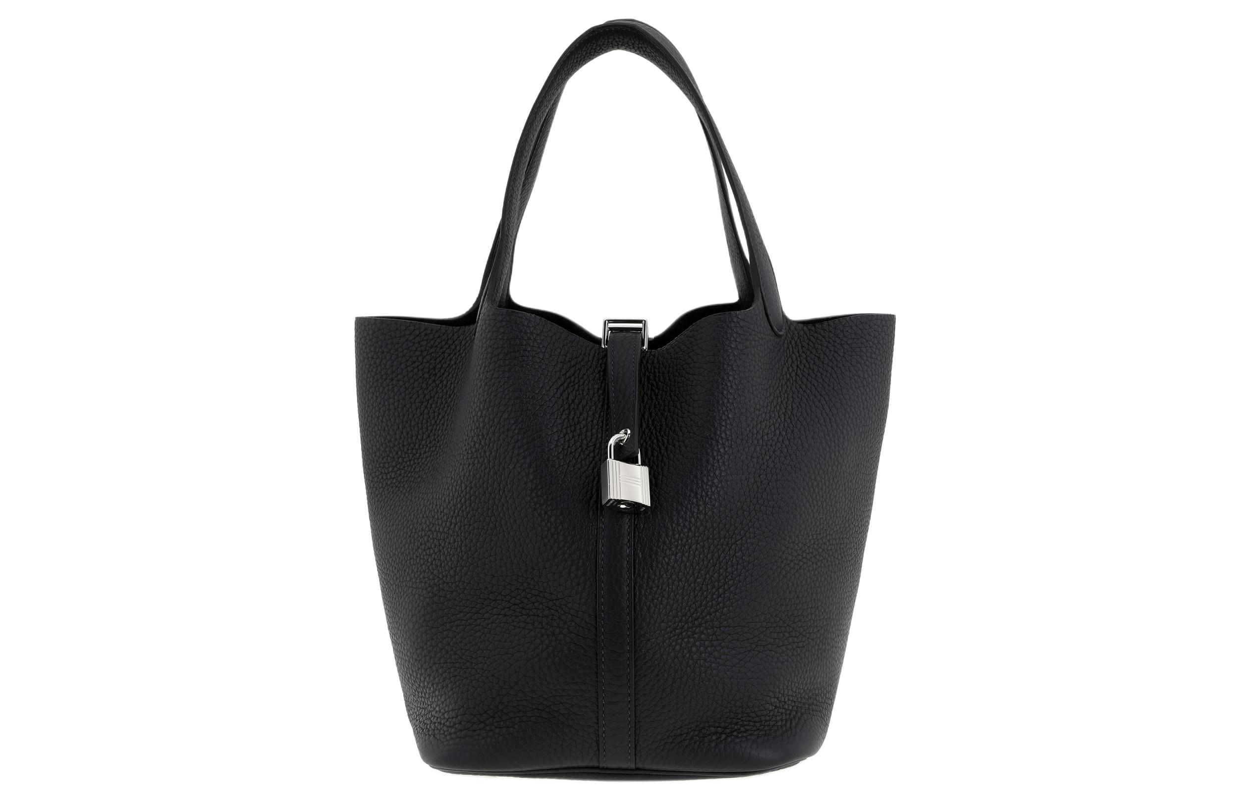 

Пикотин Лок ТС Кожаная Корзина из Телячьей Кожи, Ведро Сумка, Женская Сумка 22 3Y Кабан Темно-Синий HERMES