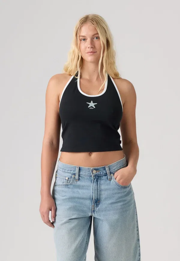 Топ-халтер Levi'S, модель halter tank starfish, цвет антрацит / ярко-белый