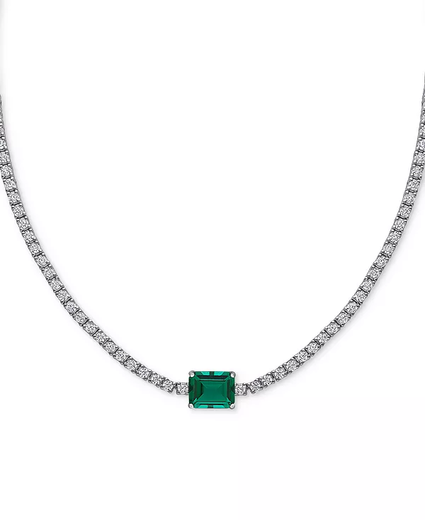

Ожерелье-Воротник длиной 17 дюймов из стерлингового серебра с выращенными в лаборатории драгоценными камнями (3 карата) и выращенным в лаборатории белым сапфиром (12-7/8 карата) Macy'S, emerald