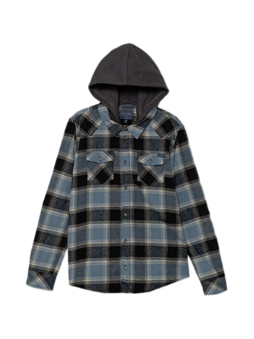 Рубашка в клетку с капюшоном Guess kids, синий