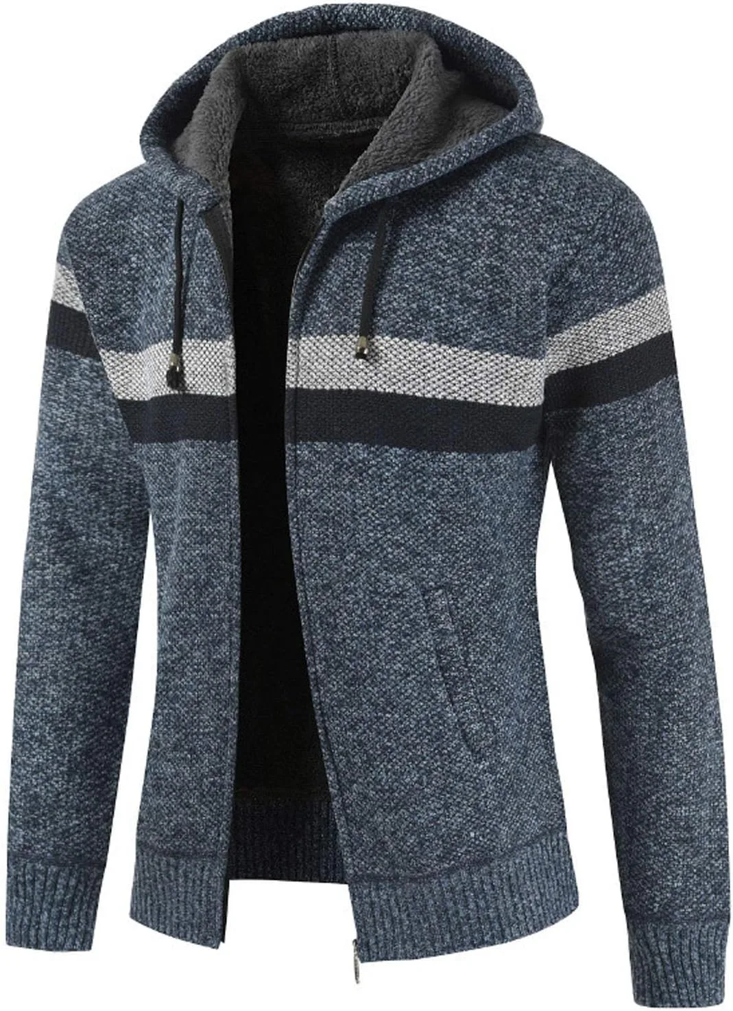 

Flygo мужская повседневная кардиган-толстовка с капюшоном на молнии и флисовой подкладкой