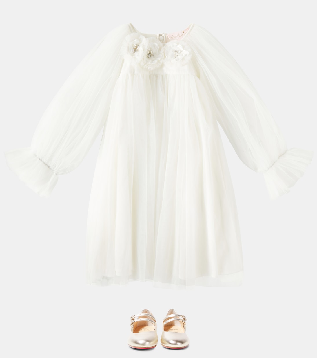 Jane Fille кожаные балетки Mary Jane с металлизированным эффектом Christian Louboutin Kids, Platine — фото 2