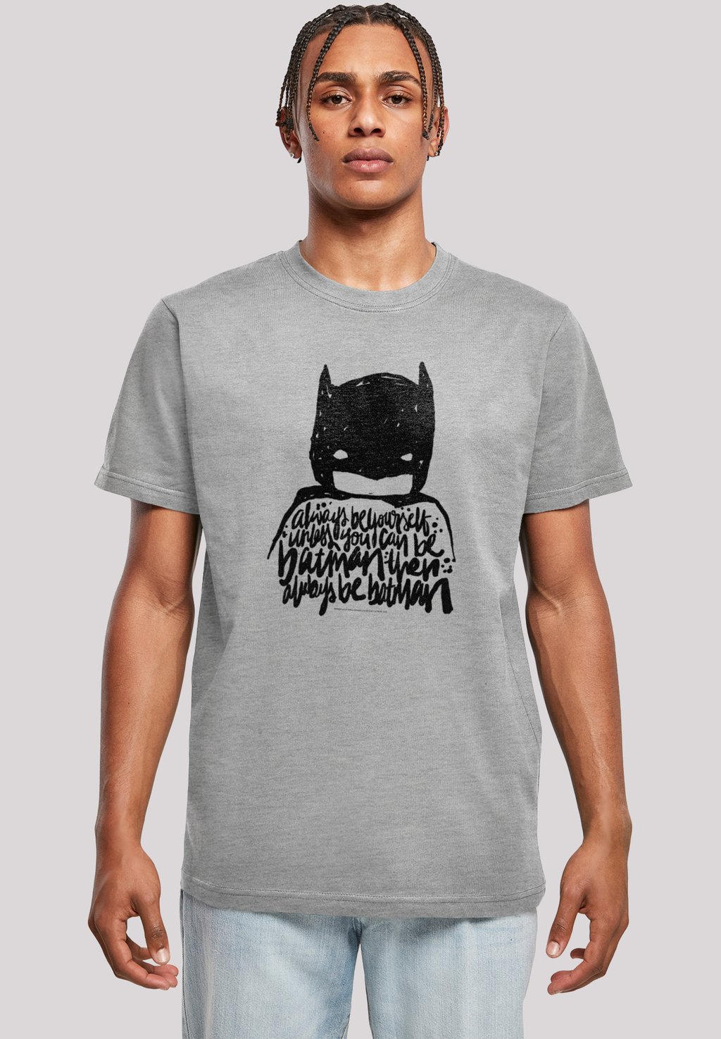 

Футболка с принтом DC COMICS BATMAN ALWAYS BE YOURSELF F4NT4STIC, цвет heather grey