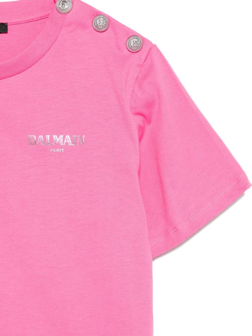 Футболка с декорированными пуговицами Balmain Kids, розовый — фото 3