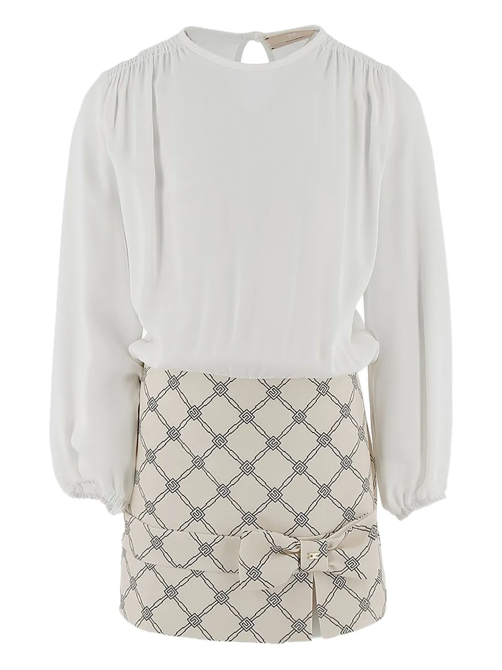 

Платье мини с геометричным принтом и бантом Elisabetta Franchi Kids, белый
