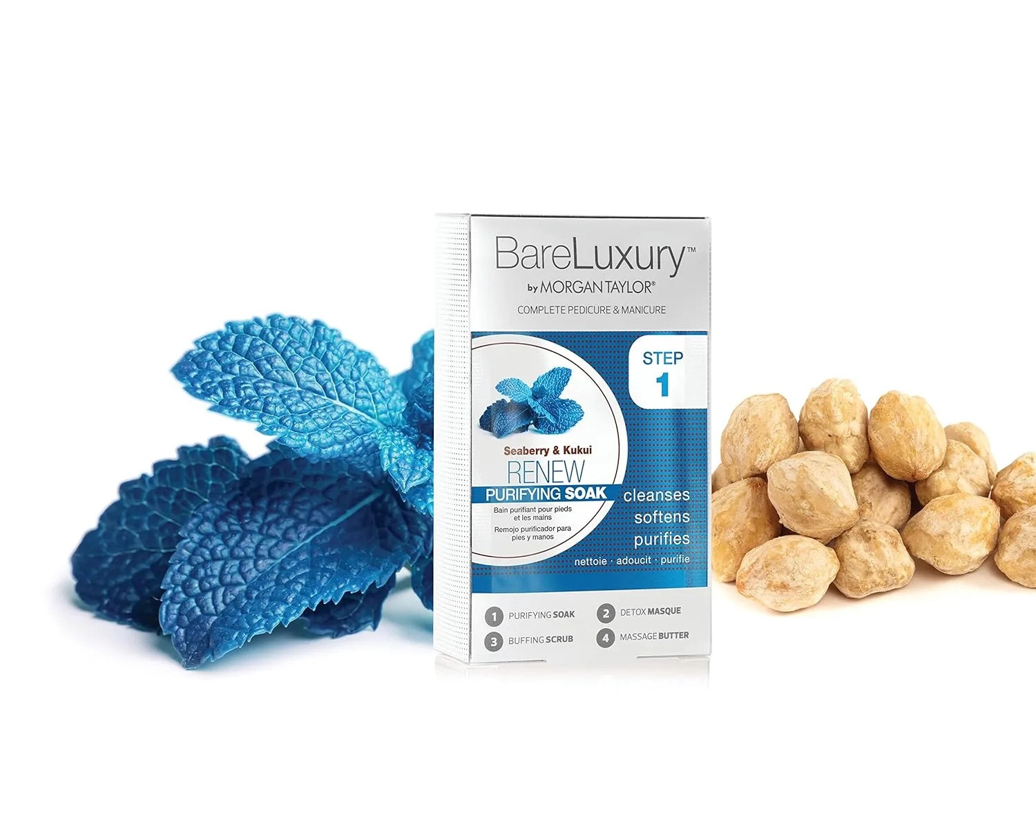 Набор для педикюра и маникюра Morgan Taylor BareLuxury, 4-шаговый SPA-уход, Seaberry & Kukui