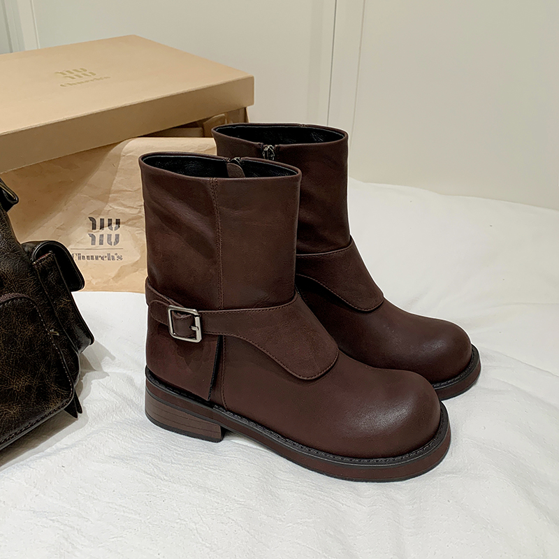 Yeezyy Reezy Коричневые женские ботильоны на каблуке 4 см, цвет Brown — фото 2