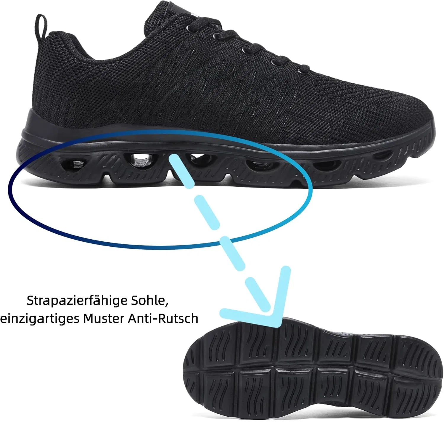 Кроссовки Turnschuhe Sportschuhe Laufschuhe Straßenlaufschuhe Теннис Фитнес Бег Прогулки Schuhe Leichtgewichts Atmungsaktiv Freizeit Schuhe Cyruwosh, черный — фото 3
