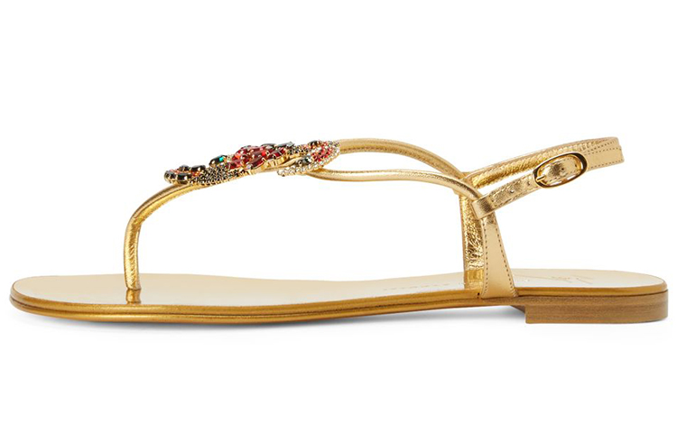 Сандалии женские из кожи на плоской подошве в тропическом стиле Giuseppe Zanotti, Original Shoe Box Included