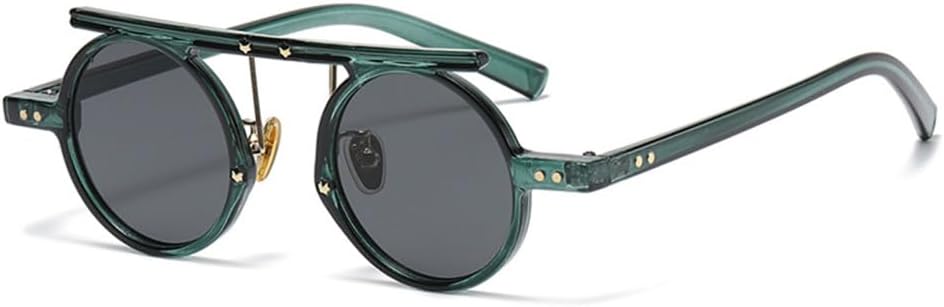 

Круглые солнцезащитные очки в стиле стимпанк для женщин, винтажные, с леопардовым принтом, с защитой от УФ-излучения UV400, очки в стиле хип-хоп для мужчин VFDHN, Transparent Green C8