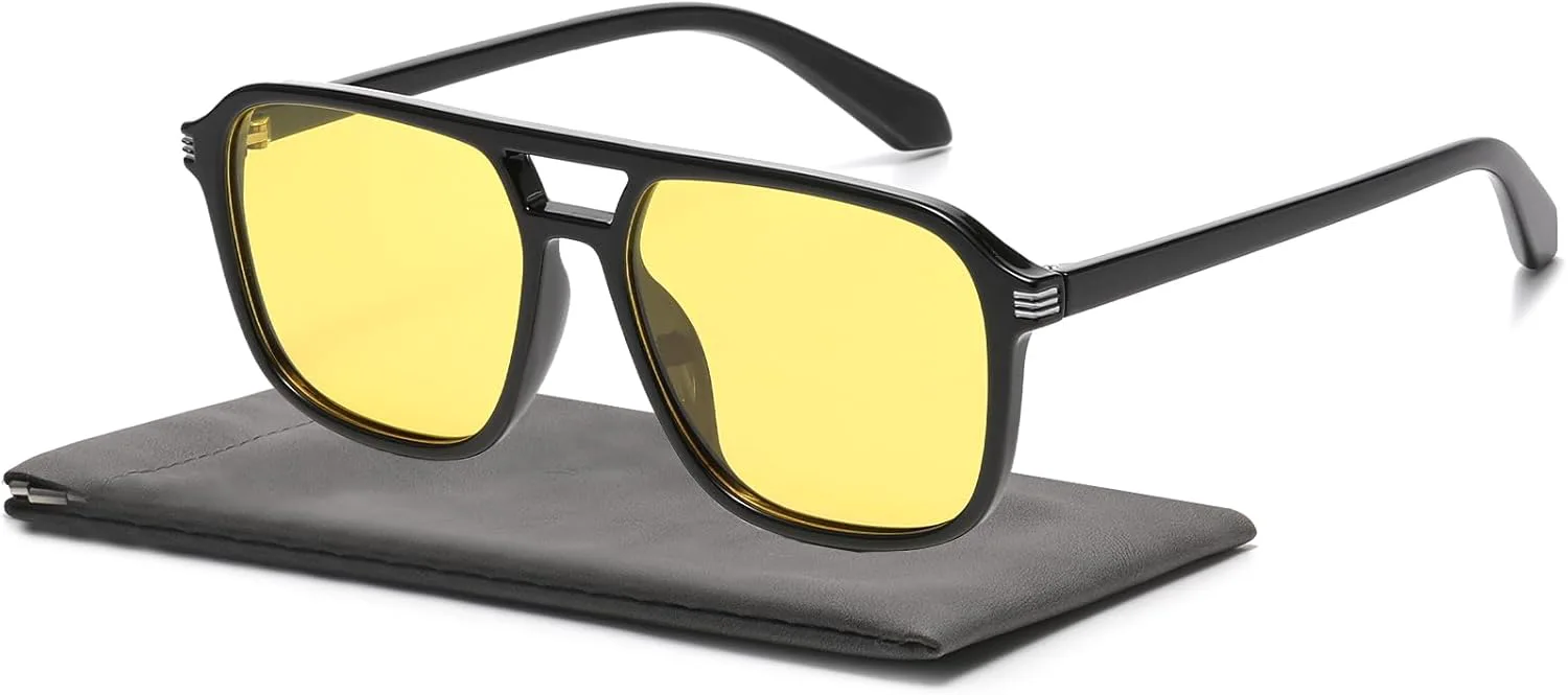 

Большие очки ночного видения для вождения (женщины и мужчины) - очки с антибликовым покрытием для ночного вождения Musivon, Black Frame Night Vision Glasses