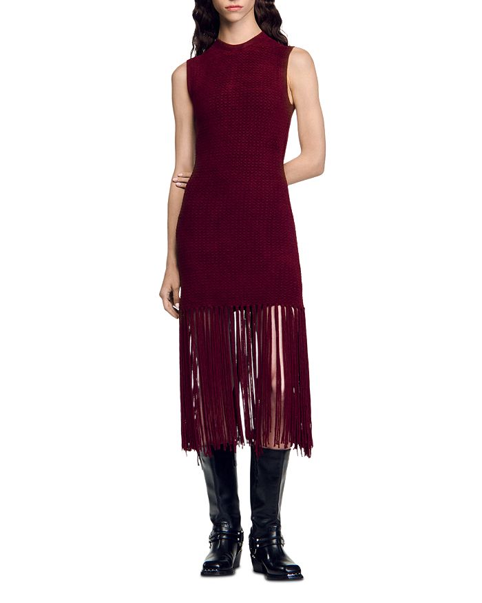 

Платье Carlita Velvet Knit Sandro, красный