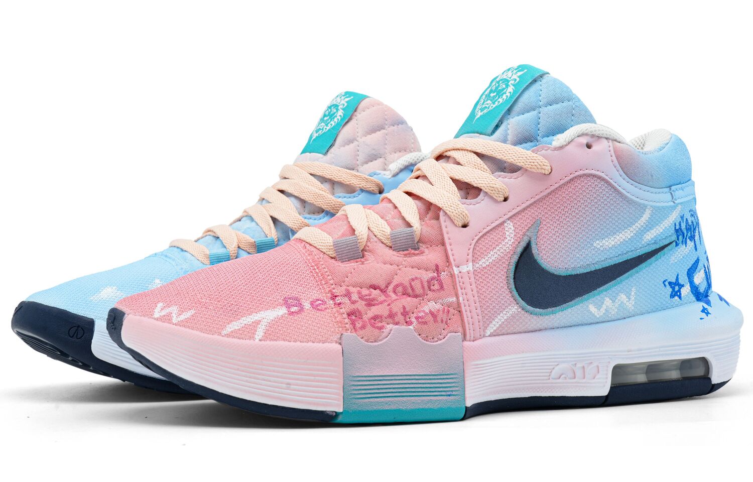 

Nike Мужские баскетбольные кроссовки Witness 8 Island Journal Cushioning Lightweight низкие синий розовый