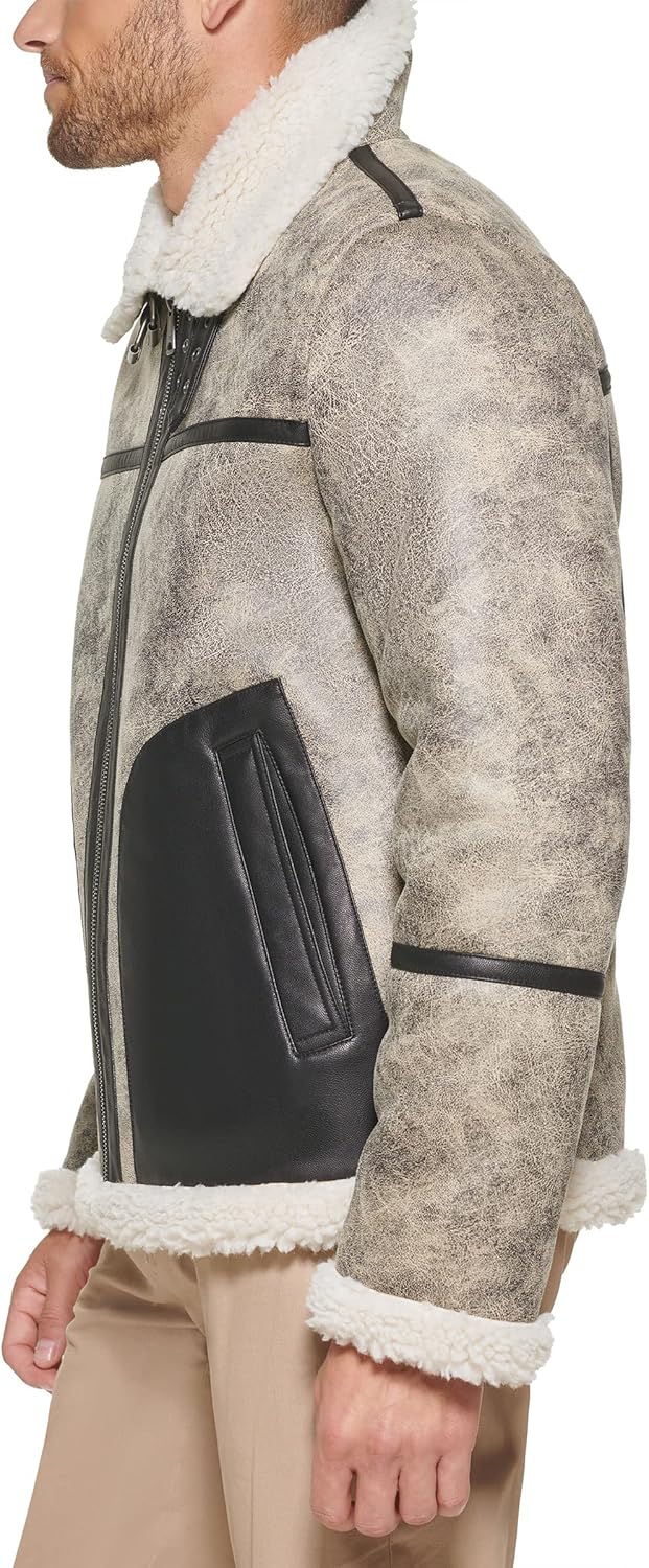 Мужская куртка-авиатор Tommy Hilfiger из искусственной кожи с флисовой подкладкой, Grey — фото 3