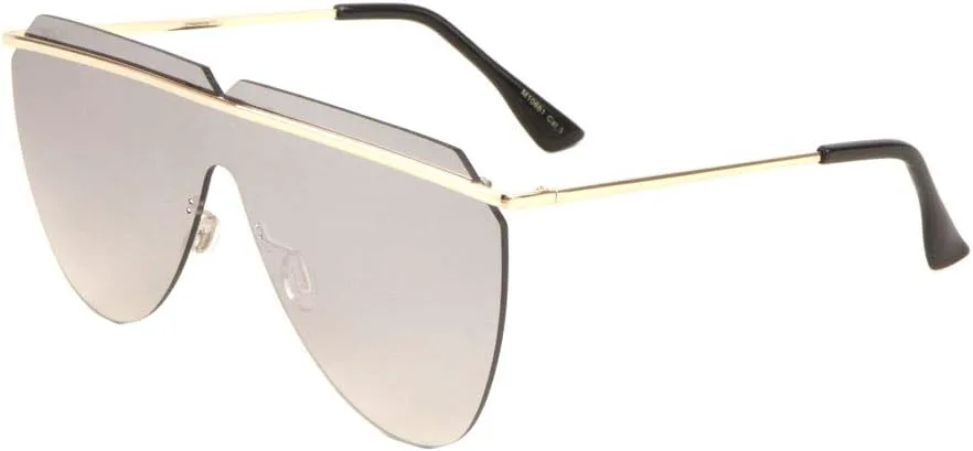 

Солнцезащитные очки с плоской верхней частью, цельной оправой, круглым щитком, металлической перекладиной и треугольной огранкой линз Sunglasses Luxe, Grey