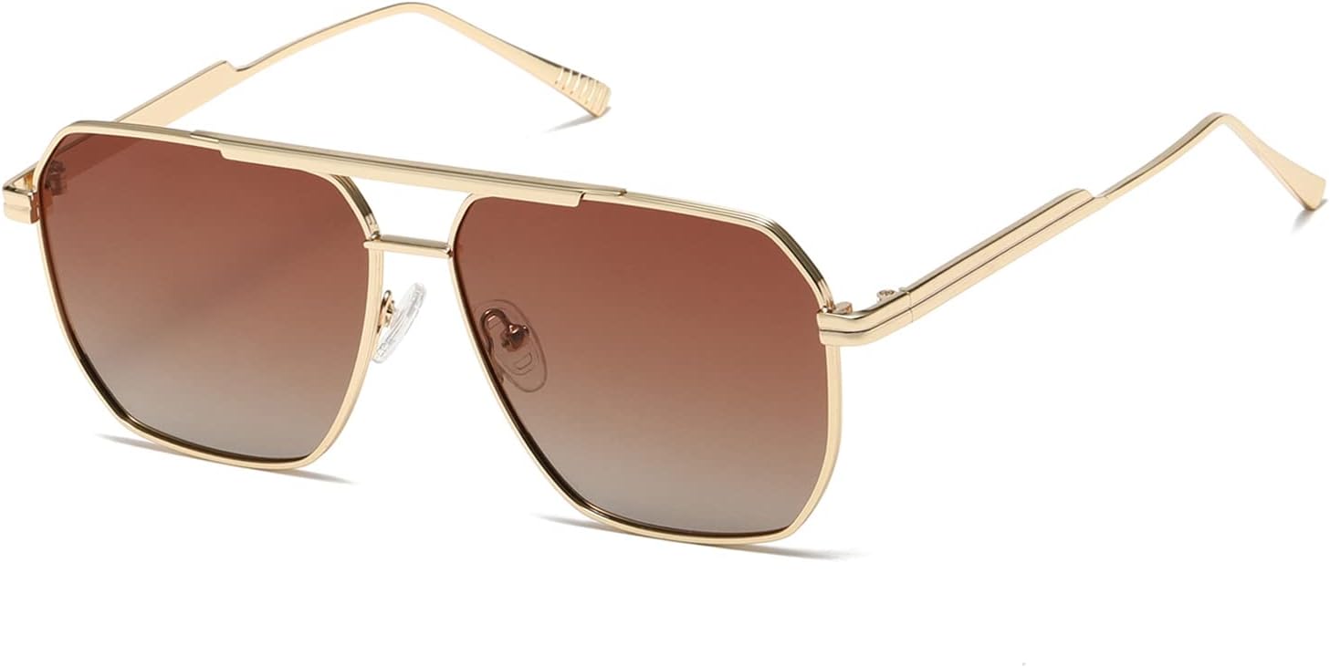 

Солнцезащитные очки Kimorn с поляризацией, женские и мужские, ретро, ​​большие, квадратные, винтажные, классические, большие, металлические, модель K1221, Gold Gradient Brown